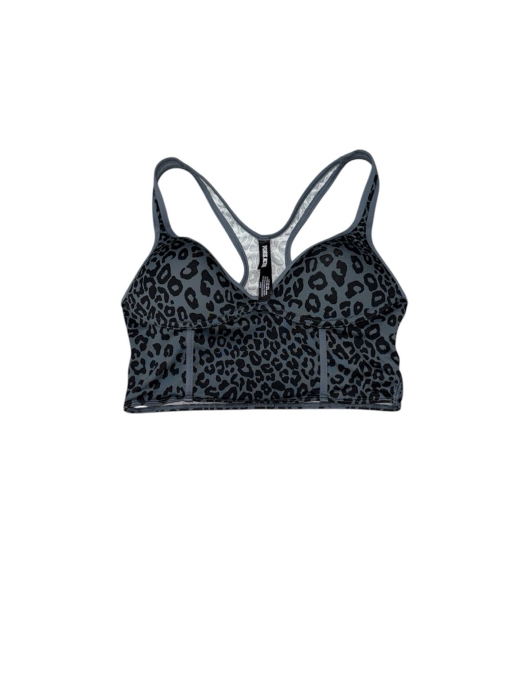 PINK Victoria's Secret Charcoal Leopard Racerback Sports Bra Size Small NWOT